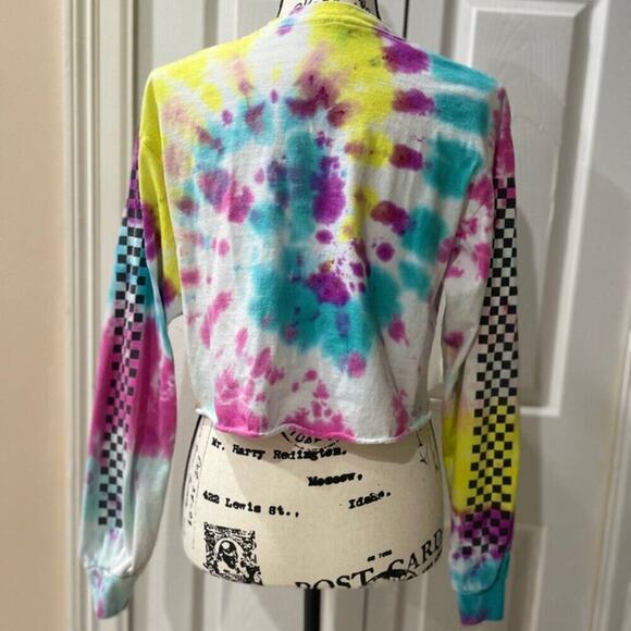 PEPSI TIE DYE CROPPED T-SHIRT LONG SLEEVE SZ MEDIUM 100% COTTON RETRO AESTHETIC - Picture 11 of 16